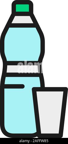 Plastic trash, waste flat color line icon. Isolated on white background Stock Vector