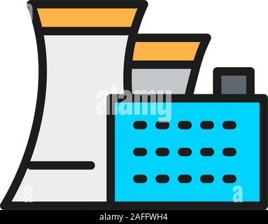 Thermal or nuclear power plant flat color line icon. Stock Vector
