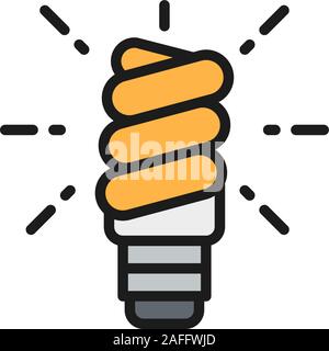 Energy saving lamp, light bulb flat color line icon. Stock Vector