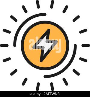 Eelectric power, electricity flat color line icon. Isolated on white background Stock Vector