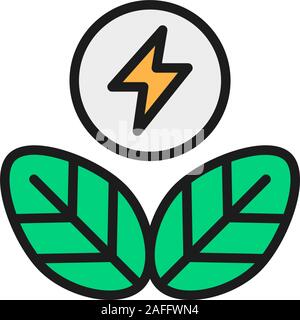 Green energy, ecology flat color line icon. Isolated on white background Stock Vector