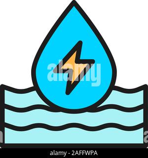 Water energy, ecology flat color line icon. Isolated on white background Stock Vector