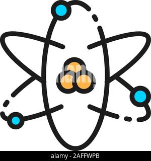 Atom, atomic energy flat color line icon. Isolated on white background Stock Vector