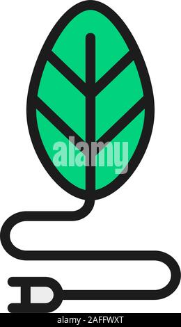 Green energy, alternative renewable energy flat color line icon. Stock Vector
