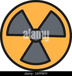 Vector radiation sign, radioactive warning flat color line icon. Stock Vector