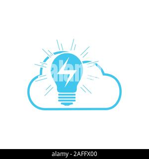 electric light bulb cloud symbol logo vector Stock Vector