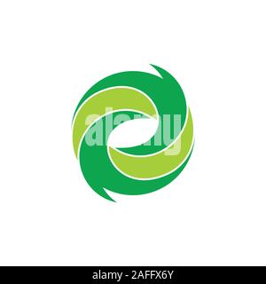 green curves circles rotation shape logo vector Stock Vector