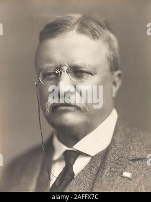 Theodore Roosevelt Jr. (October 27, 1858 – January 6, 1919) was an American statesman, politician, conservationist, naturalist, and writer who served as the 26th president of the United States from 1901 to 1909. Stock Photo