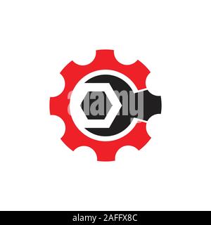 letter c cog machine adjustable wrench logo vector Stock Vector