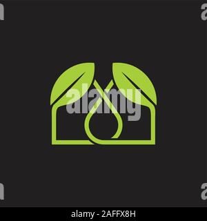 simple linked leaf home shape logo vector Stock Vector