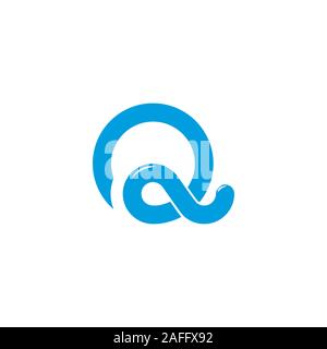 letter q o simple loop overlapping line logo vector Stock Vector