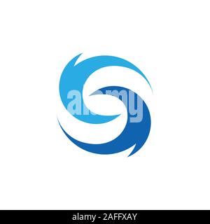 letter s curves circles blue waves rotation simple logo vector Stock Vector