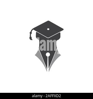 pen writer student graduate logo Stock Vector