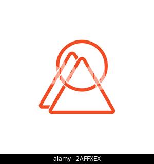 triangle linked line mountain sun simple vector Stock Vector