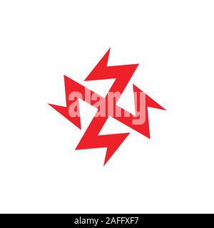 thunder bolt energy circle geometric line logo vector Stock Vector