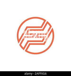 Abstract letter ff stripes circle line logo vector Stock Vector