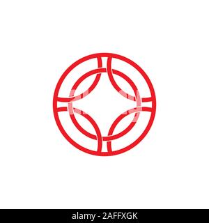 circle linked overlapping lines symbol logo vector Stock Vector
