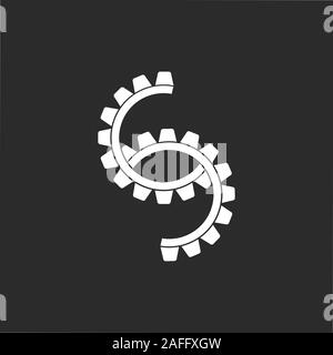 abstract letter sc simple geometric cog machine logo vector Stock Vector