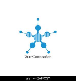 linked dots star simple logo vector Stock Vector