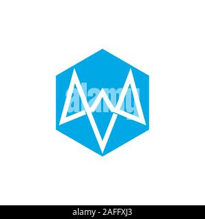 letter vw simple hexagonal logo vector Stock Vector