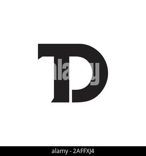 letter td linked geometric simple logo vector Stock Vector