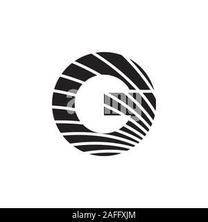 letter g stripes curves silhouette logo vector Stock Vector