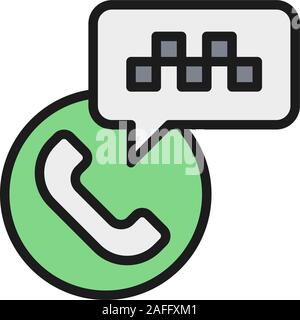 Taxi call center flat color line icon. Isolated on white background Stock Vector