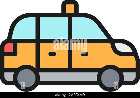 Taxicab, taxi, cab flat color line icon. Isolated on white background Stock Vector