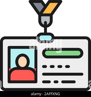 Id card, driver license, identification card flat color line icon. Stock Vector
