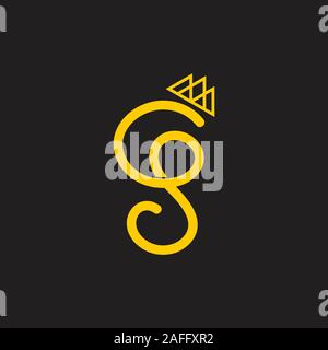 letter gs crown ribbon logo vector Stock Vector