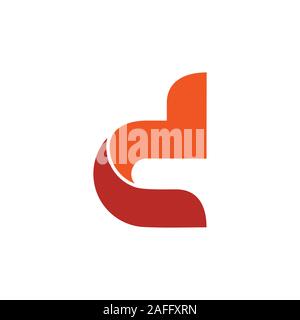 letter d simple 3d curves logo vector Stock Vector