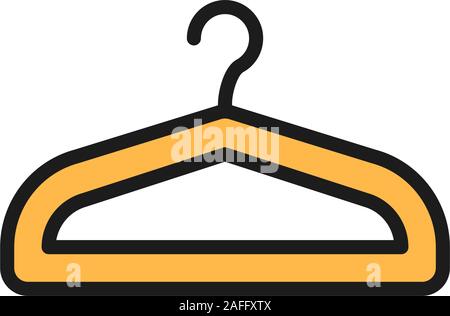 Hanger, wardrobe, dry cleaning service flat color line icon. Stock Vector