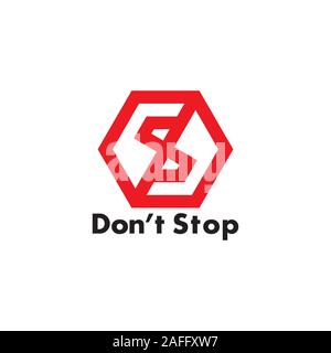 letter s dont stop hexagonal symbol vector Stock Vector