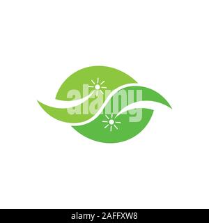 leaf sun curves geometric logo vector Stock Vector