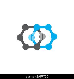 linked hexagonal dots simple logo vector Stock Vector