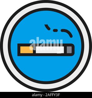 Sign smoking area flat color line icon. Isolated on white background Stock Vector
