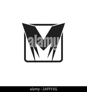 letter m grunge square logo vector Stock Vector