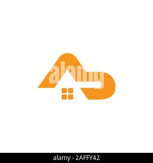 letter ab simple geometric home logo vector Stock Vector