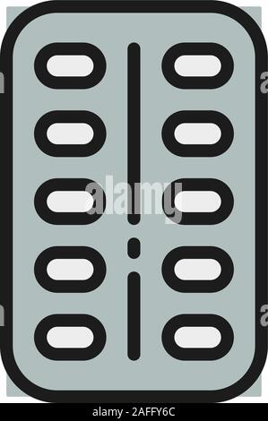 Probiotics, good bacteria in tablets flat color line icon. Stock Vector
