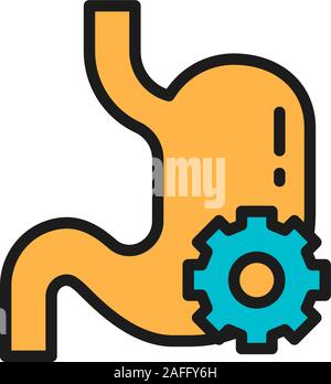 Stomach treatment flat color line icon. Isolated on white background Stock Vector