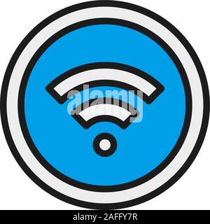 WiFi signal flat color line icon. Isolated on white background Stock Vector