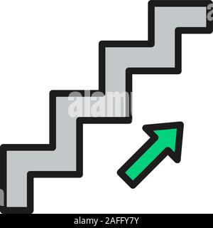 Stair up sign flat color line icon. Isolated on white background Stock Vector