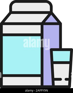 Kefir, milk, lactobacillus flat color line icon. Isolated on white background Stock Vector