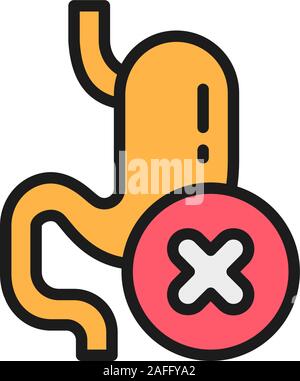 Unhealthy stomach, pain flat color line icon. Isolated on white background Stock Vector
