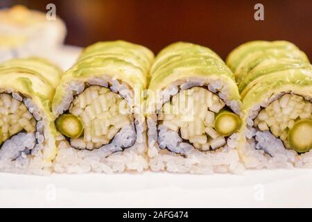 Vegetable sushi on a plate Stock Photo