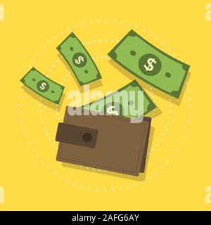 Wallet with money. vector Stock Vector