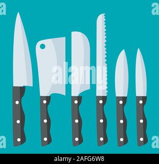 knife thin line icons set Stock Vector