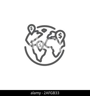Global business line icon on white background Stock Vector