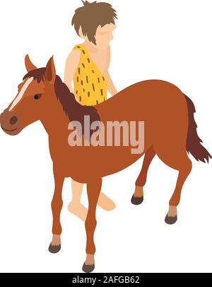Domestication horse icon, isometric style Stock Vector