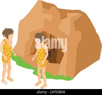 Cave man icon, isometric style Stock Vector